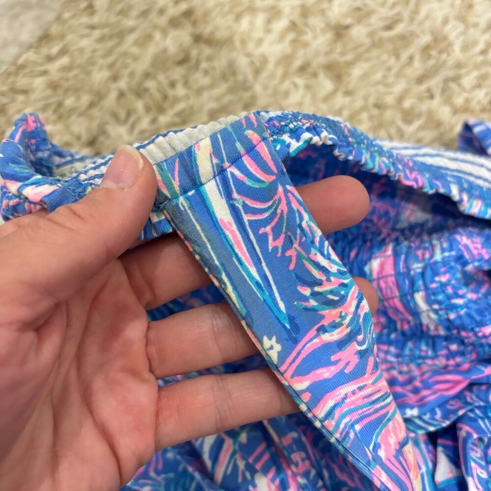 Lilly Pulitzer Kailua Smocked Shoulder Tie Dress Boca Blue - Picture 9 of 11